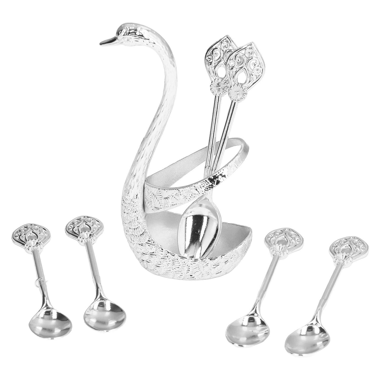 BESTECK-SET, Schwanen-Design, Zinklegierung, glänzend, Geschenkidee - Silberfarben, Metall
