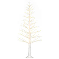 KUNSTTANNE mit LED-Beleuchtung, 180 cm hoher Weihnachtsbaum, Weiß - Weiß, Kunststoff (21/150/21cm) - HOMCOM
