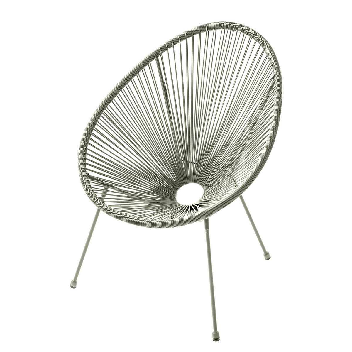 SITZGRUPPE - Stahl / Polyrattan - 3-teilig - Salbeigrün, Glas/Kunststoff - home24