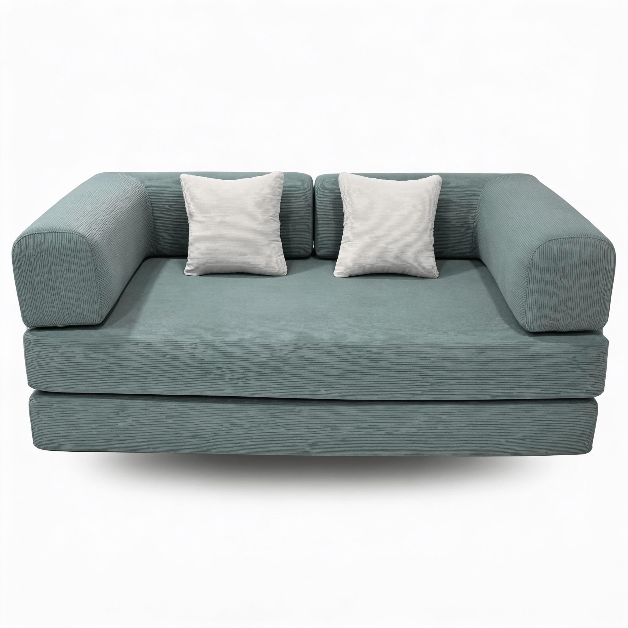 SCHLAFSOFA Kaia Salbei Weiß Samt - Salbeigrün, Textil (180/70/100cm) - COCO Living