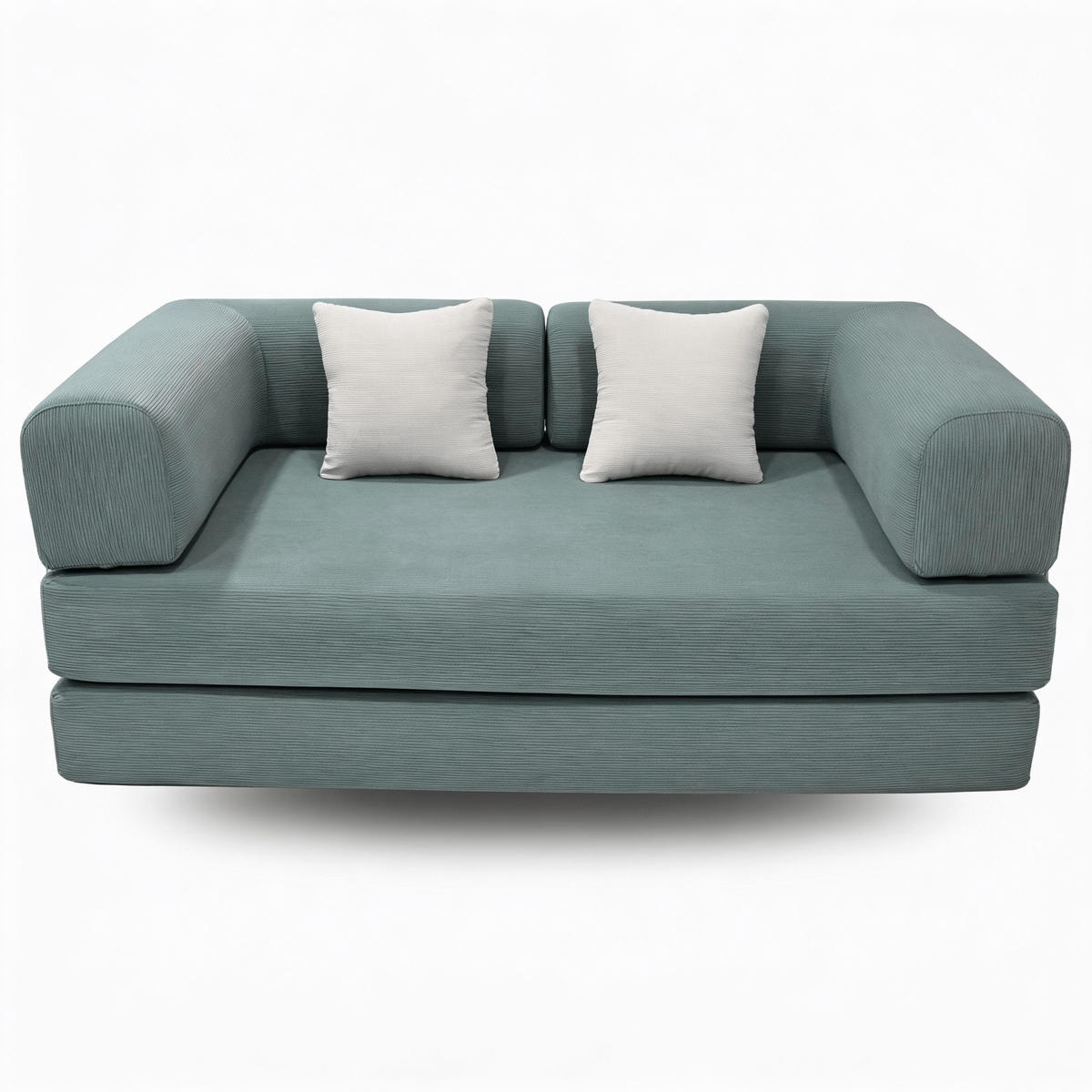 SCHLAFSOFA Kaia Salbei Weiß Samt - Salbeigrün, Textil (180/70/100cm) - COCO Living