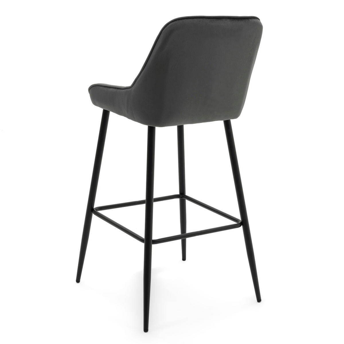 BARHOCKER PASSO gepolstert mit Steppung - grau - Samt Velours - Dunkelgrau/Schwarz, Metall (50/95/55cm) - NEW HOME