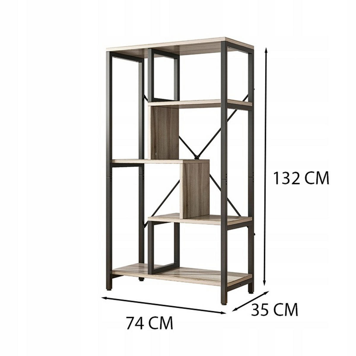 BÜCHERREGAL, braun 74/35/132 cm - Braun, Holzwerkstoff (74/132/35cm)