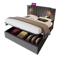 POLSTERBETT 160/200 cm Grau aus Baumwolle mit Bettkasten - Grau, Textil (160/200cm) - OKMYHOME