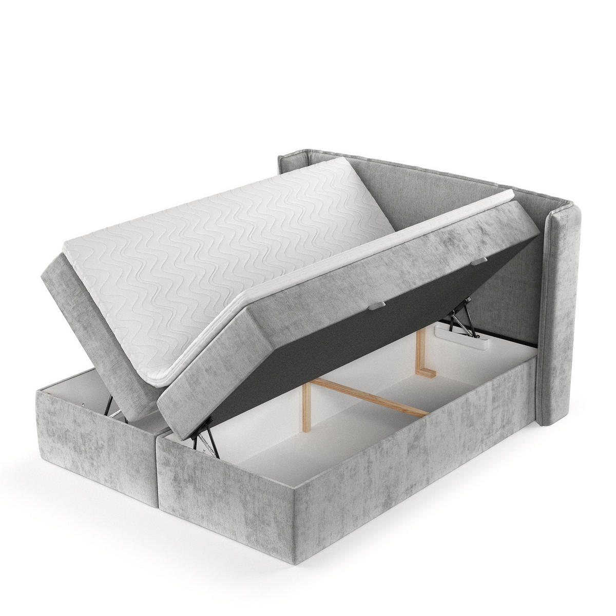 BOXBETT Viva 160/200 cm Hellgrau im Lotta Stoff - Hellgrau/Schwarz, Holz/Holzwerkstoff (160/200cm) - AltaBeds