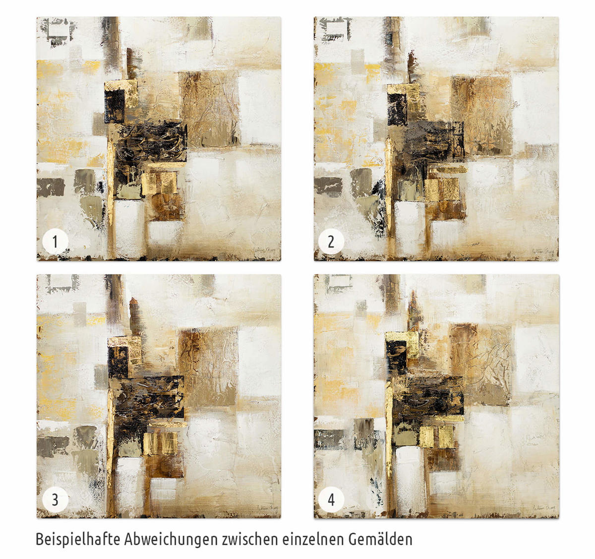 ÖLGEMÄLDE 80/80 cm - Beige/Goldfarben, Holz/Textil (1.68/80cm) - KUNSTLOFT