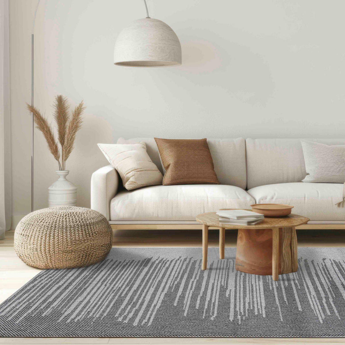 TEPPICH Lora SD94A Mazovia 80x150cm Anthrazit Grau Abstrakt Kurzflor - Grau, Textil (80/150cm) - Mazovia