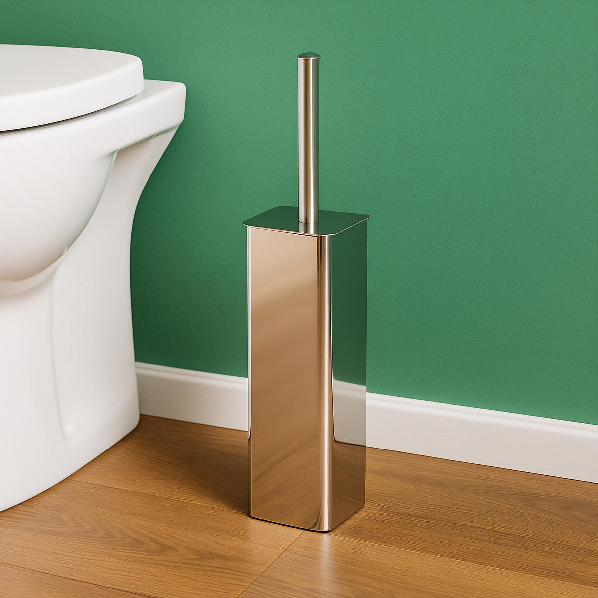 WC-BÜRSTENHALTER - Silberfarben, Kunststoff/Metall (9/45/8cm) - Relaxdays