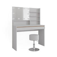 SCHMINKTISCH Emma Weiß 120 cm mit Spiegelregal, Hocker & LED-Beleuchtung - Weiß, Holzwerkstoff (120/83/41.8cm) - Vicco