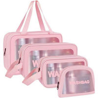 KULTURBEUTEL 4-teiliges Set, transparent, in Rosa - Rosa, Kunststoff (22.5/5.8/32.5cm)