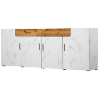 SIDEBOARD aus Spanplatte 208x39,5x80 cm Weiß mit 4 Türen und 2 Schubladen - Weiß, Holzwerkstoff (208/80/39.5cm) - IVMEU