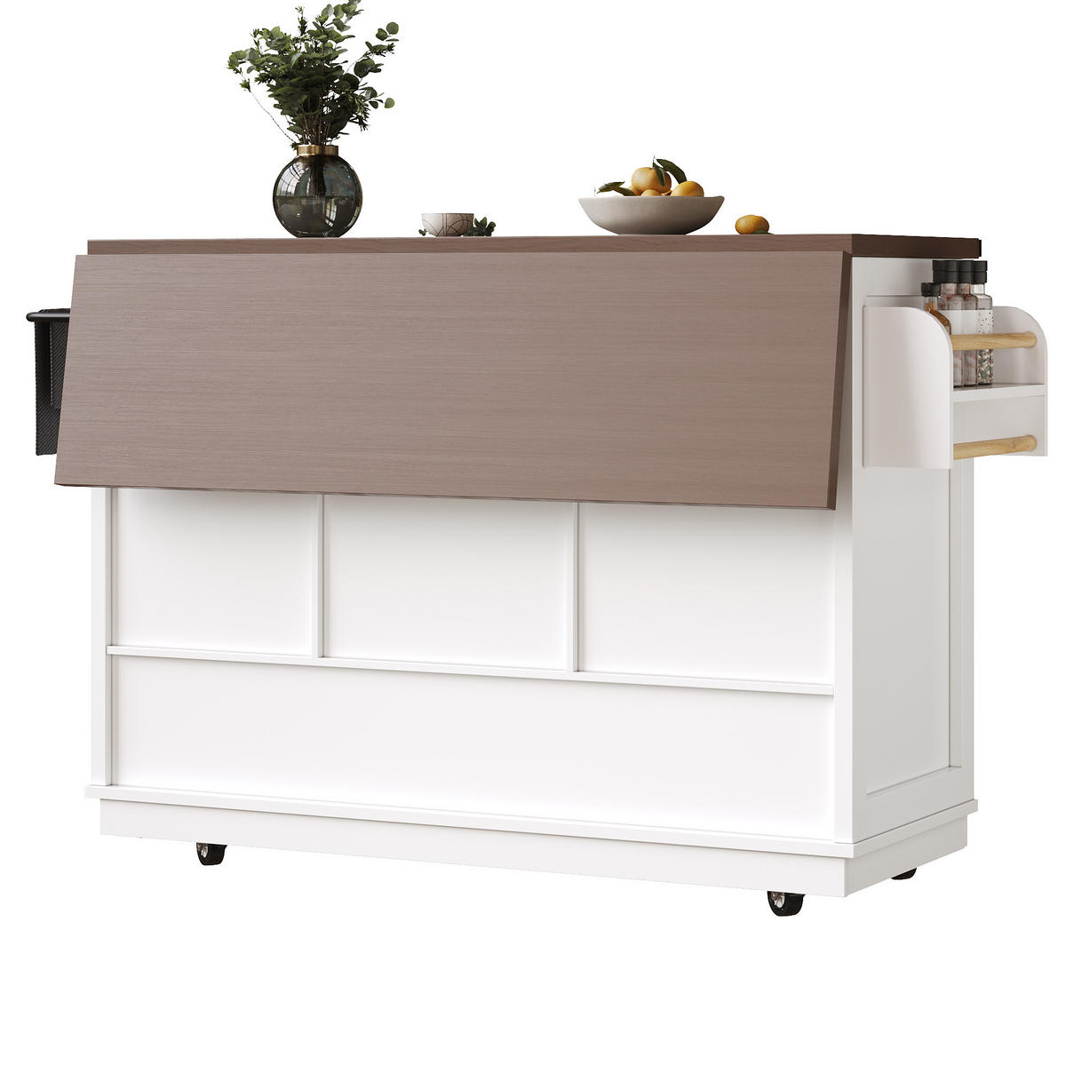KÜCHENINSEL 142,5/45/92,5 cm aus MDF mit klappbarer Arbeitsplatte Weiß - Weiß, Holzwerkstoff (142.5/92.5/45cm) - Modenvie