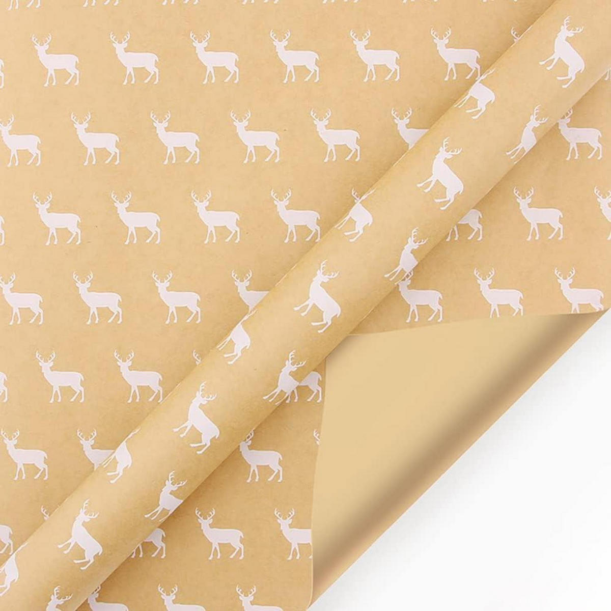 GESCHENKPAPIER 43 cm x 15 m Kraftpapier Elch Motiv - Braun, Papier (43/1/1500cm)
