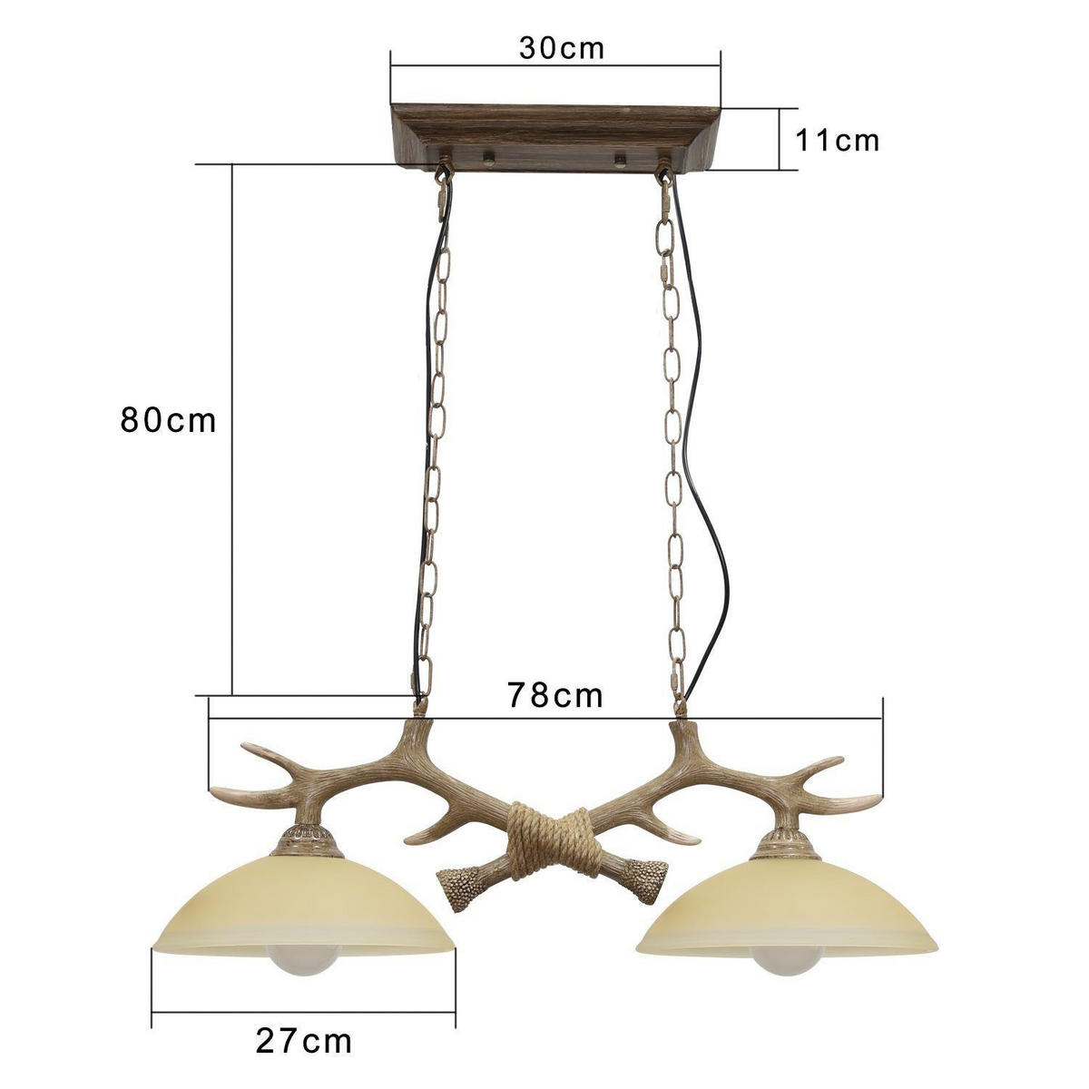 PENDELLEUCHTE Xaveria 30/32/80 cm - Braun, Holz (30/32/80cm) - Nettlife