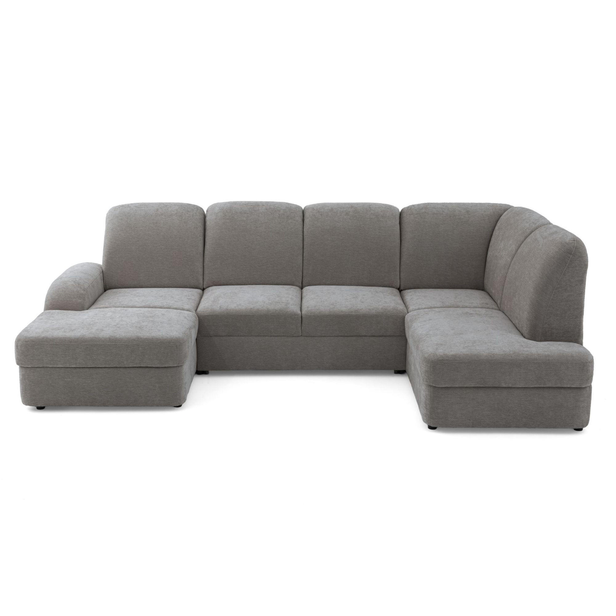 ECKSOFA VIBE U Rechts mit Schlaffunktion 129x263 Chenille Grau - Schwarz/Grau, Holz/Kunststoff (186/102/280cm) - Muffo