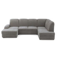 ECKSOFA VIBE U Rechts mit Schlaffunktion 129x263 Chenille Grau - Schwarz/Grau, Holz/Kunststoff (186/102/280cm) - Muffo