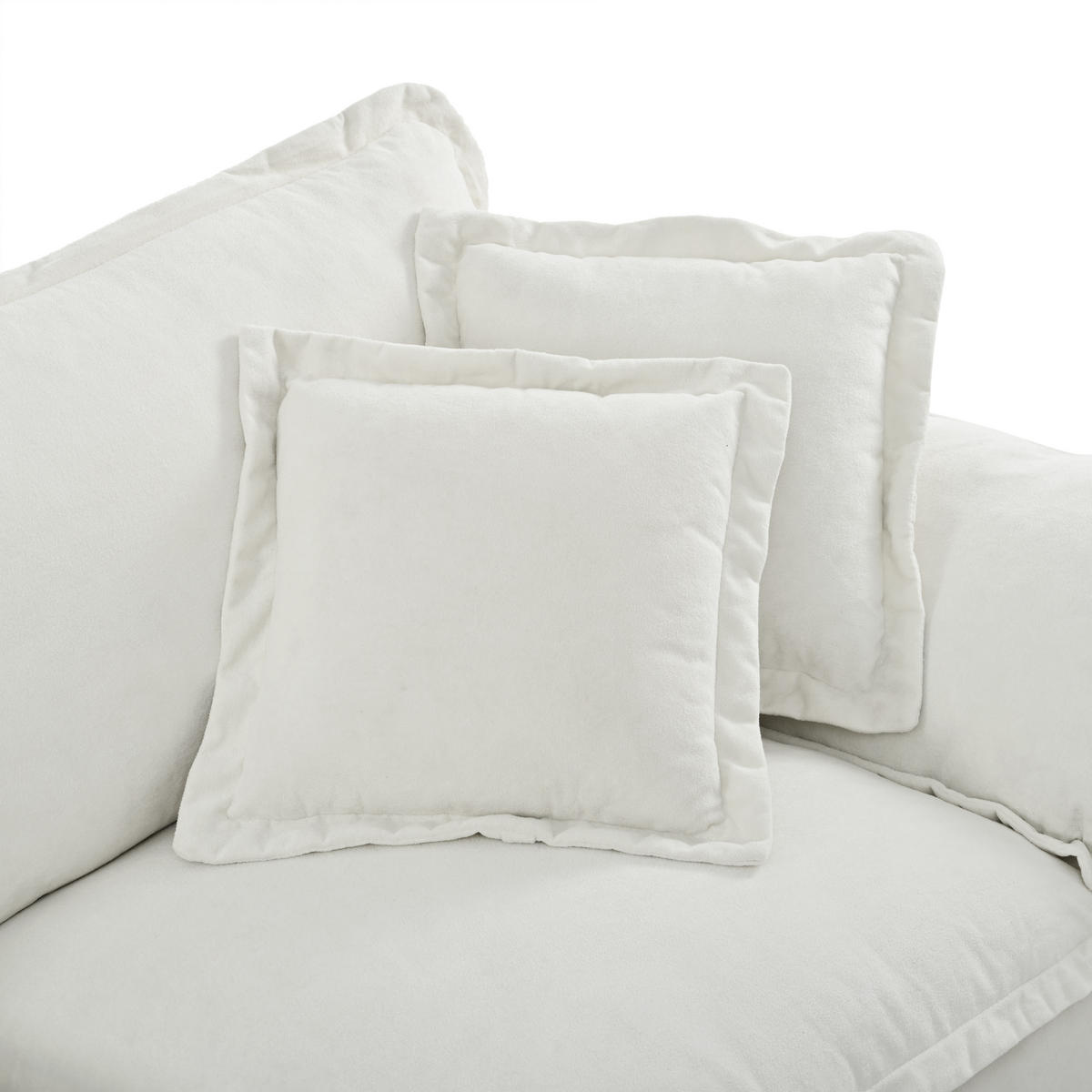 ECKSOFA aus Chenille 194x155x90 cm in Beige mit Ottomanen-Modul - Beige, Textil (155/90/194cm) - Modfu