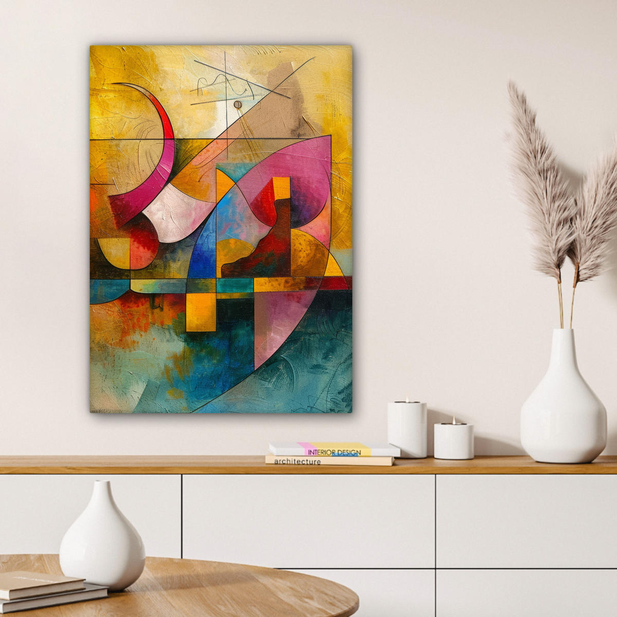 LEINWANDBILD Kunst - Abstrakt - Modern Wandbild Wohnzimmer 60x80 cm - Gelb, Textil (60/80cm) - MuchoWow