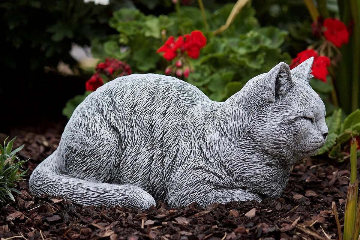 STEINFIGUR Katze Träumerle, frostfest - Grau, Stein (36/17/19cm) - stoneandstyle