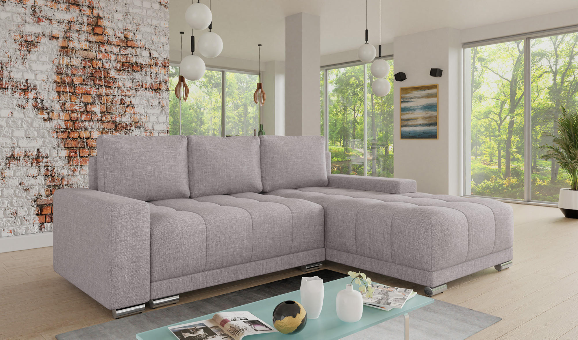 ECKSOFA Pavo - Rosa, Holz/Textil (255/180cm) - Sofnet