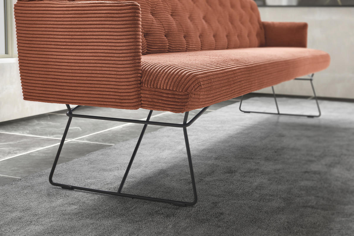 ESSZIMMERBANK CHARME Braun Cord - Dunkelbraun/Braun, Textil (166/85/69cm) - KAWOLA