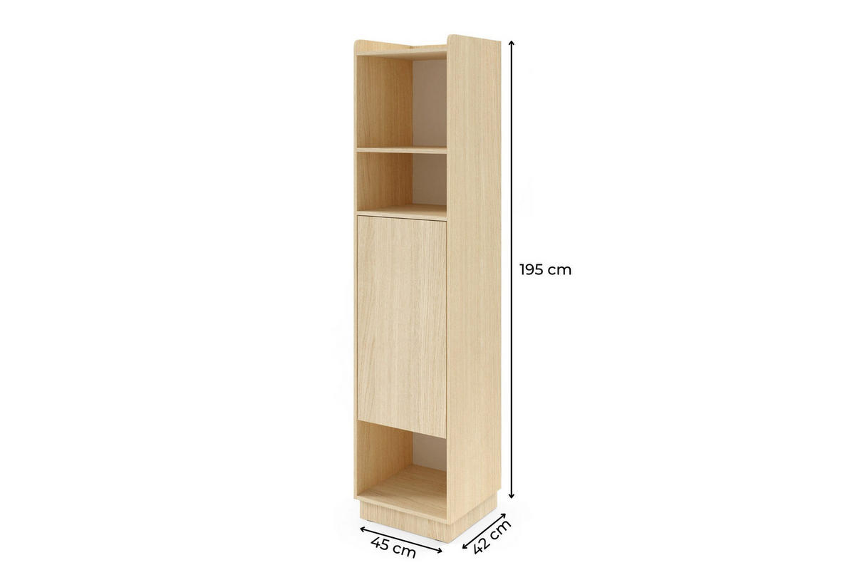 REGAL PAURO 02 45/195/42 cm in Eiche Mavelie / Macadamia - Eichefarben/Beige, Holzwerkstoff (45/195/42cm) - Deine Möbel 24