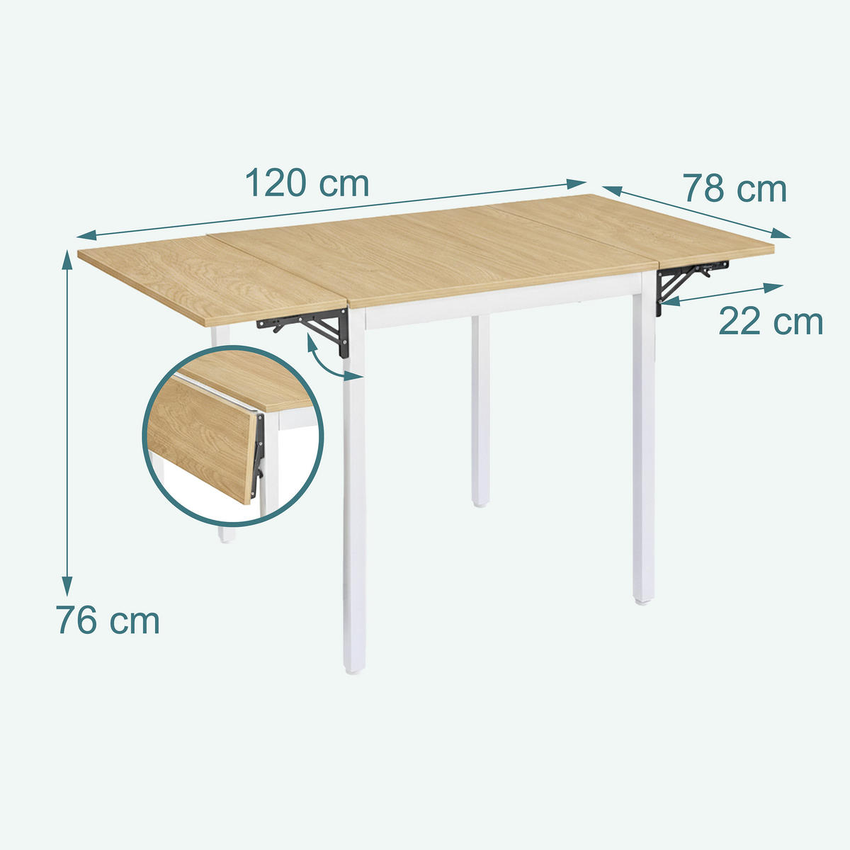 ESSTISCH - Hellbraun, Holzwerkstoff/Metall (78/120/76cm) - Relaxdays