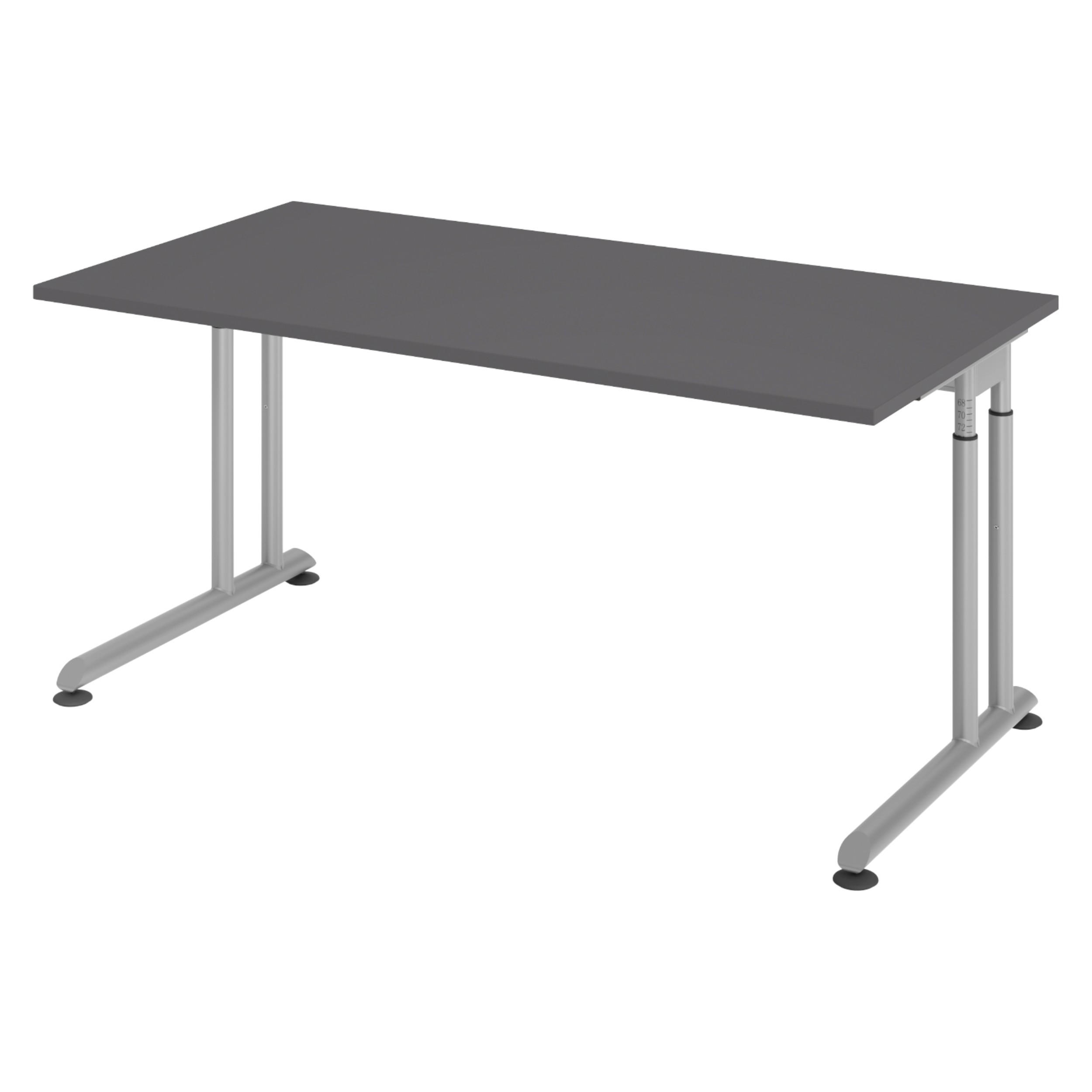 SCHREIBTISCH Serie-Z 80/160/74 cm in Graphitfarben/Silberfarben - Silberfarben/Graphitfarben, Holzwerkstoff (80/160/74cm) - bümö