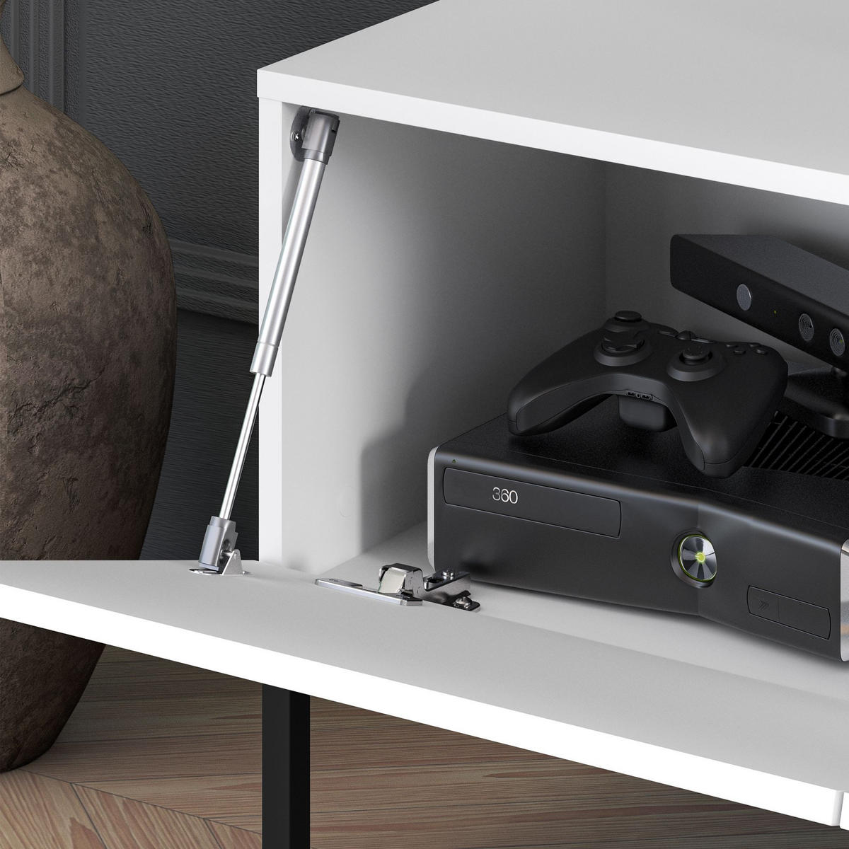 TV-MÖBEL NEBRO,Weiß/Schwarz - Schwarz/Weiß, Holzwerkstoff (170/50/37cm) - KONSIMO®