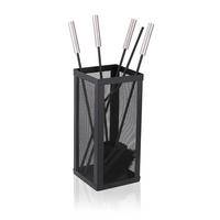 5-TLG.KAMINBESTECK-SET - Schwarz, Metall (16/35/16cm) - Relaxdays