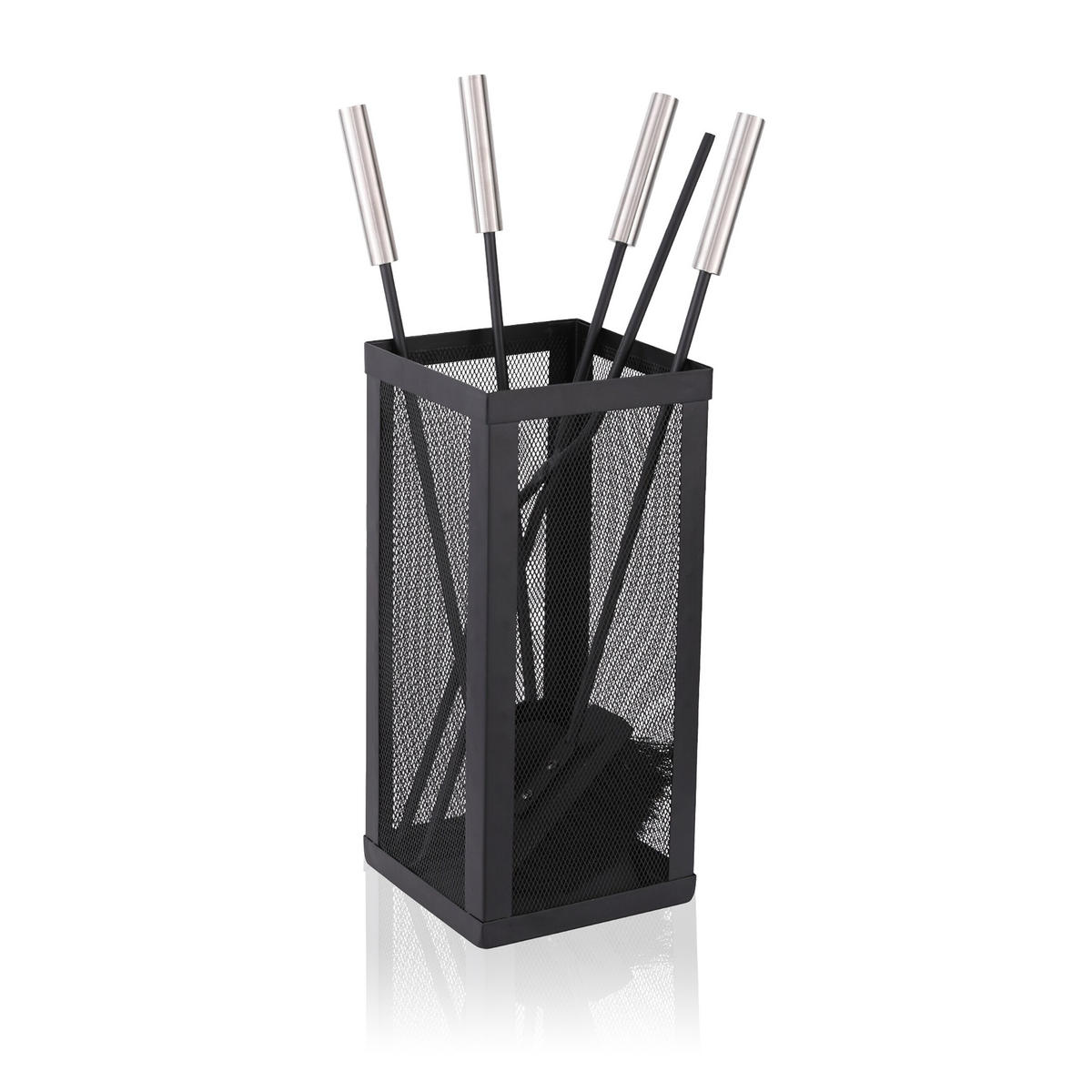 5-TLG.KAMINBESTECK-SET - Schwarz, Metall (16/35/16cm) - Relaxdays