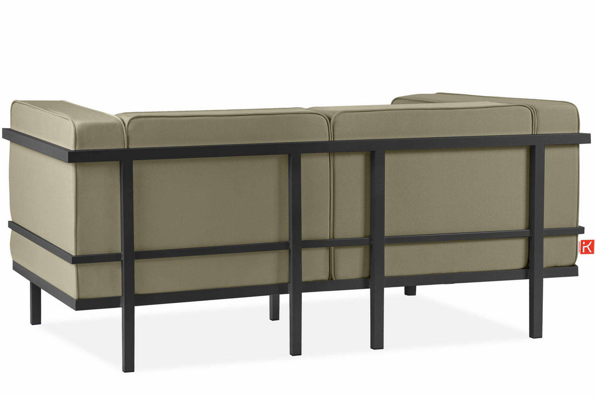 GARTENSOFA TRIGLO 2-Personen, Stahlrahmen, Modern, Dunkelgrau/Beige - Dunkelgrau/Beige, Textil/Metall (164/70/69cm) - KONSIMO®