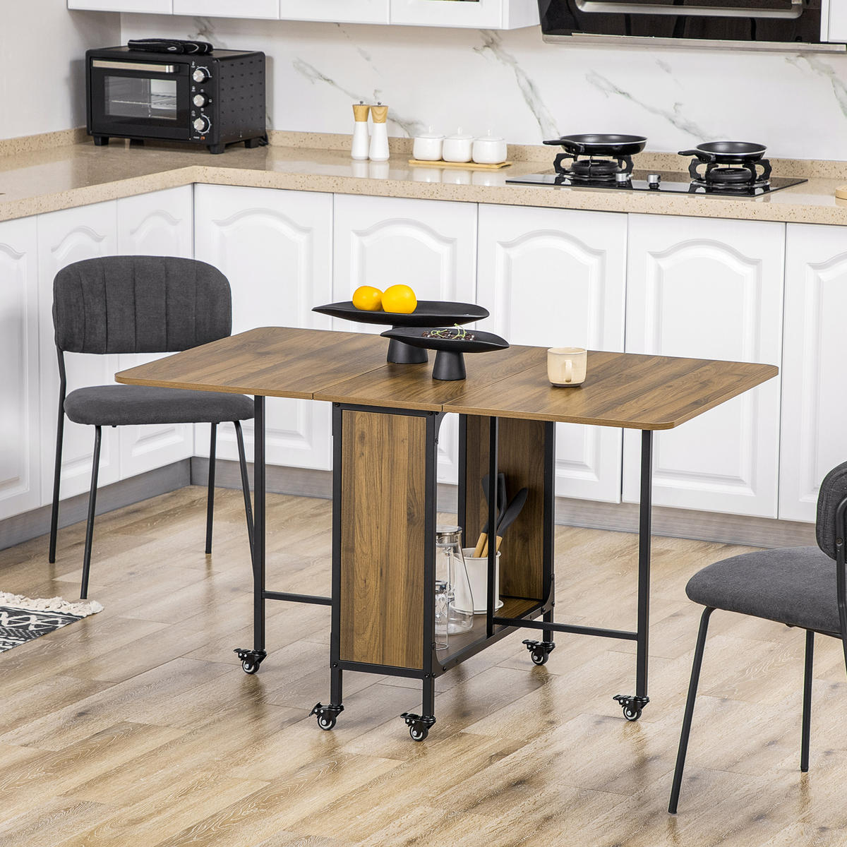 ESSTISCH klappbar, Spanplatte, Braun - Braun, Kunststoff (130/80/74cm) - HOMCOM