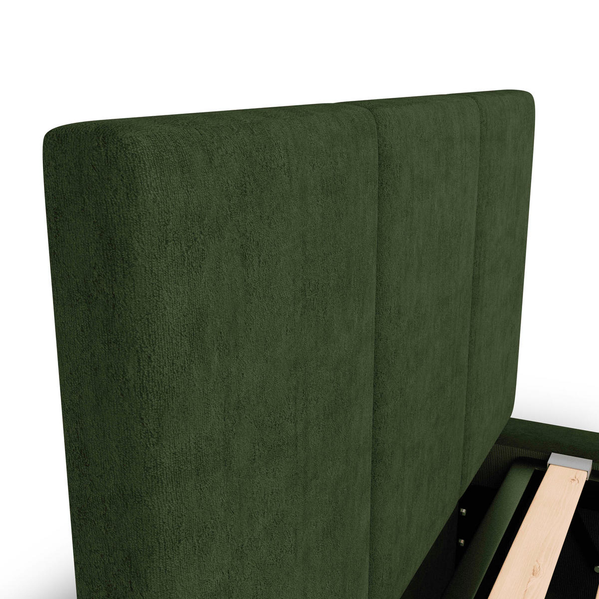 POLSTERBETT für Schlafzimmer Bett mit Stauraum Khaki 90x200cm Kopfteil 120cm - Olivgrün, Holzwerkstoff/Metall (90/200cm) - Muralo
