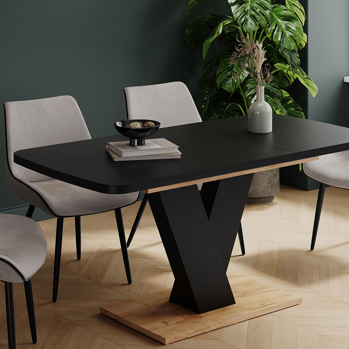 JÍDELNÍ STŮL Fenaro Černá/dubová - medově dubová/černá, kompozitní dřevo (80/120/77.4cm) - Vicco