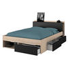 BETT mit Regal 3 x Schubkasten Stauraumbett 160 x 200 cm - Eichefarben/Schwarz, Holzwerkstoff (160/200cm) - Parisot Meuble