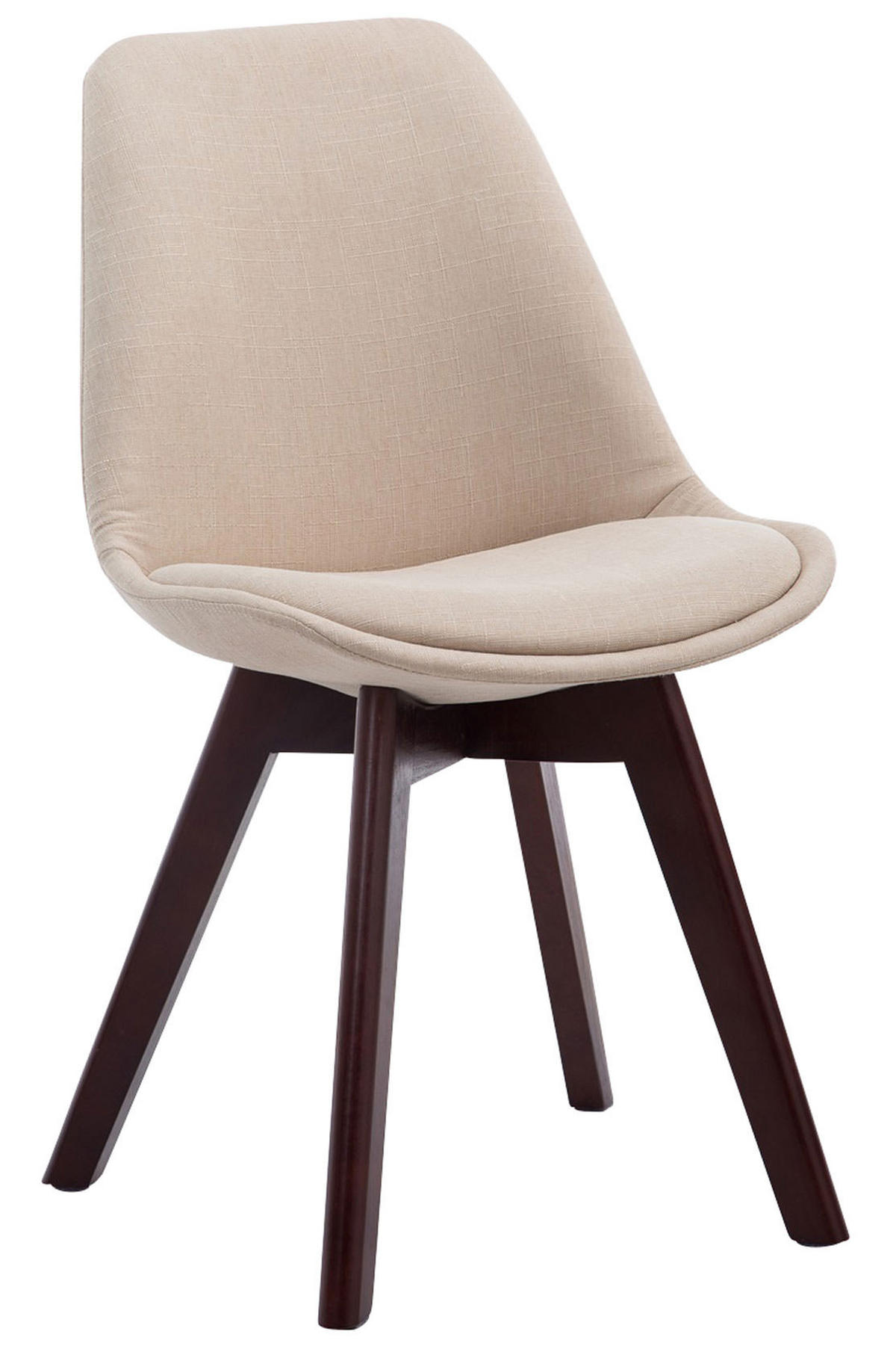 STUHL 4er Set Stoff creme - Walnussfarben/Creme, Holz/Textil (48/84/55cm) - CLP