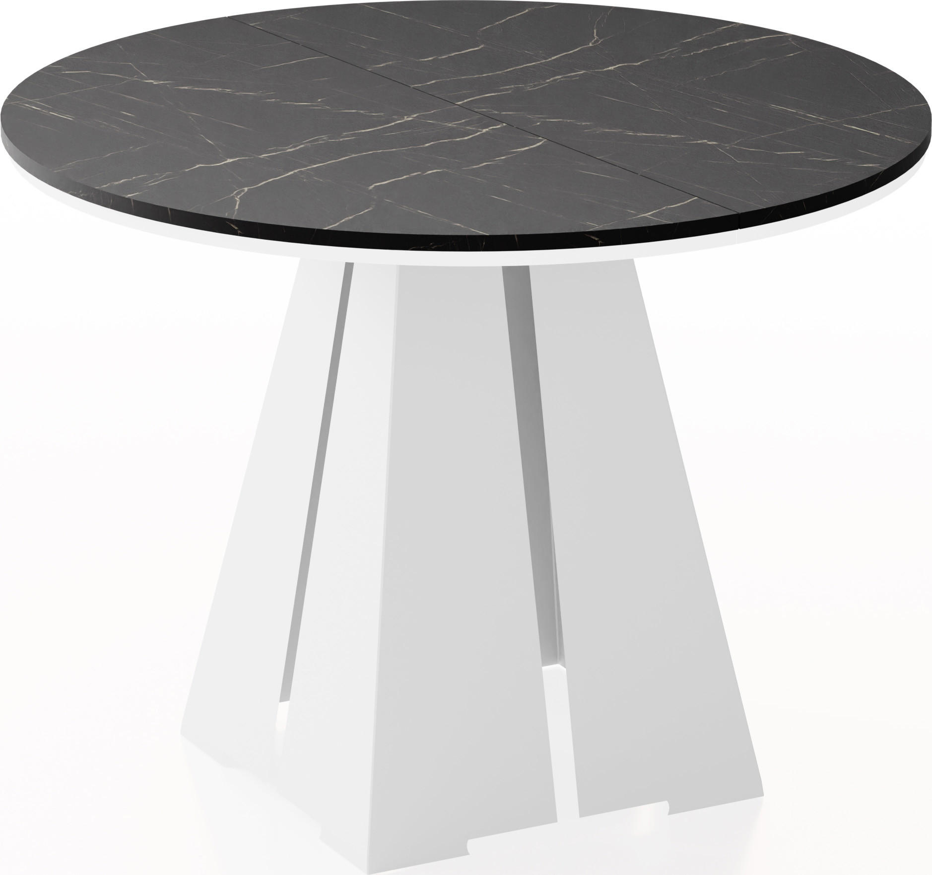 ESSTISCH Kova runder ausziehbarer, Marmor Schwarz 100-180/100/76 cm - Anthrazit/Weiß, Holzwerkstoff/Metall (100/100/76cm) - WFL GROUP