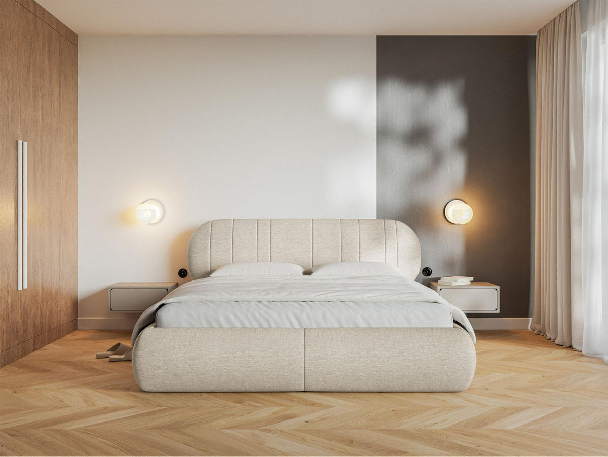 POLSTERBETT Asmelio Beige 180x200 cm - Beige, Holz/Textil (180/200cm) - Selsey