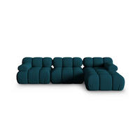 ECKSOFA modular rechts Bellis aus 3D-Stoff marineblau 4 Sitzplätze - Blau, Textil (155/282cm) - Micadoni