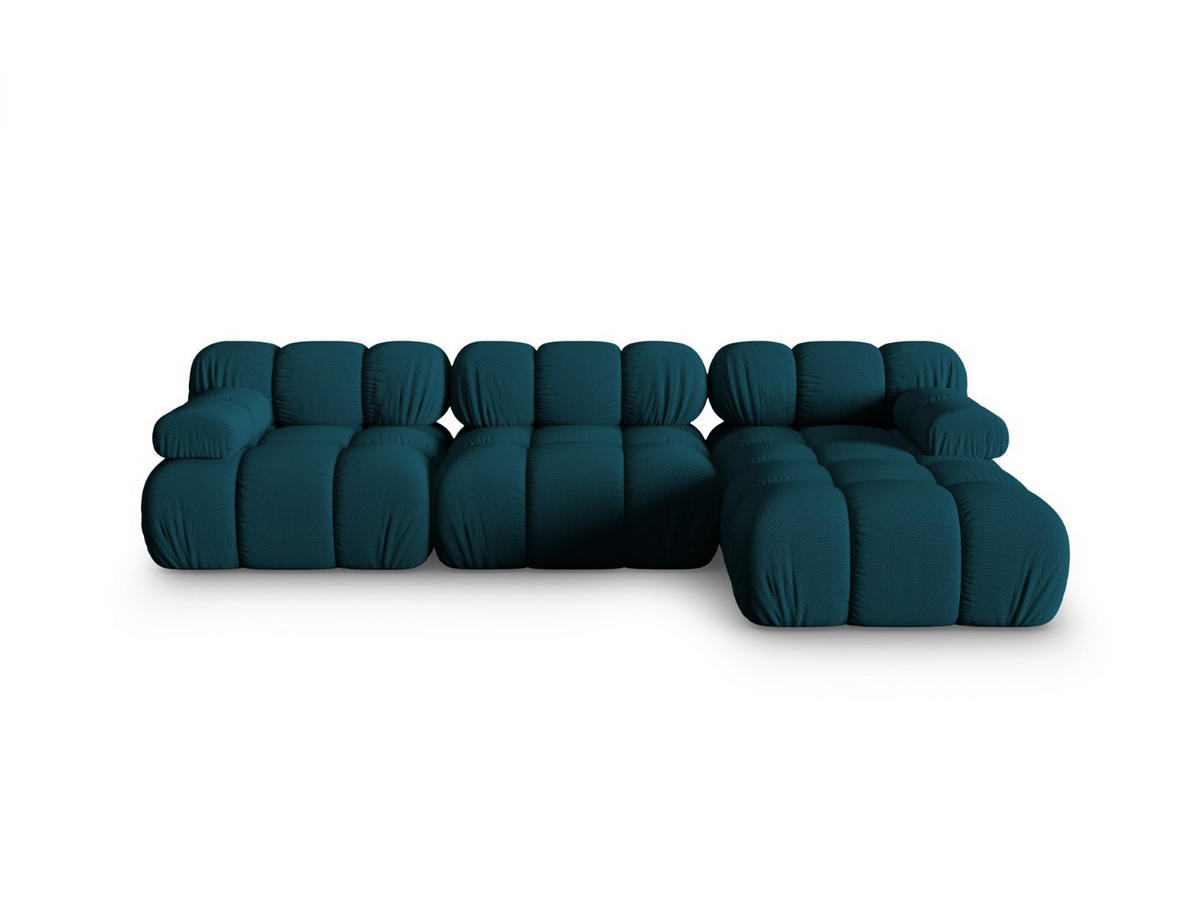 ECKSOFA modular rechts Bellis aus 3D-Stoff marineblau 4 Sitzplätze - Blau, Textil (155/282cm) - Micadoni