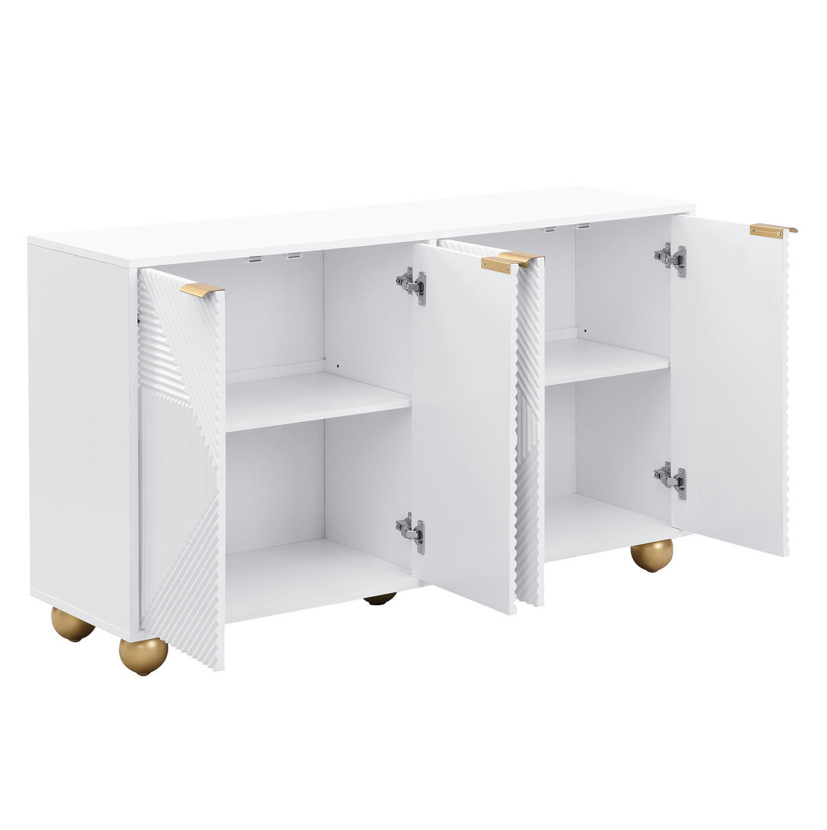 SIDEBOARD mit 4 Türen ca. 120 x 35 x 71,5 cm MDF Weiß - Weiß, Holzwerkstoff (120/71.5/35cm) - Meubliv