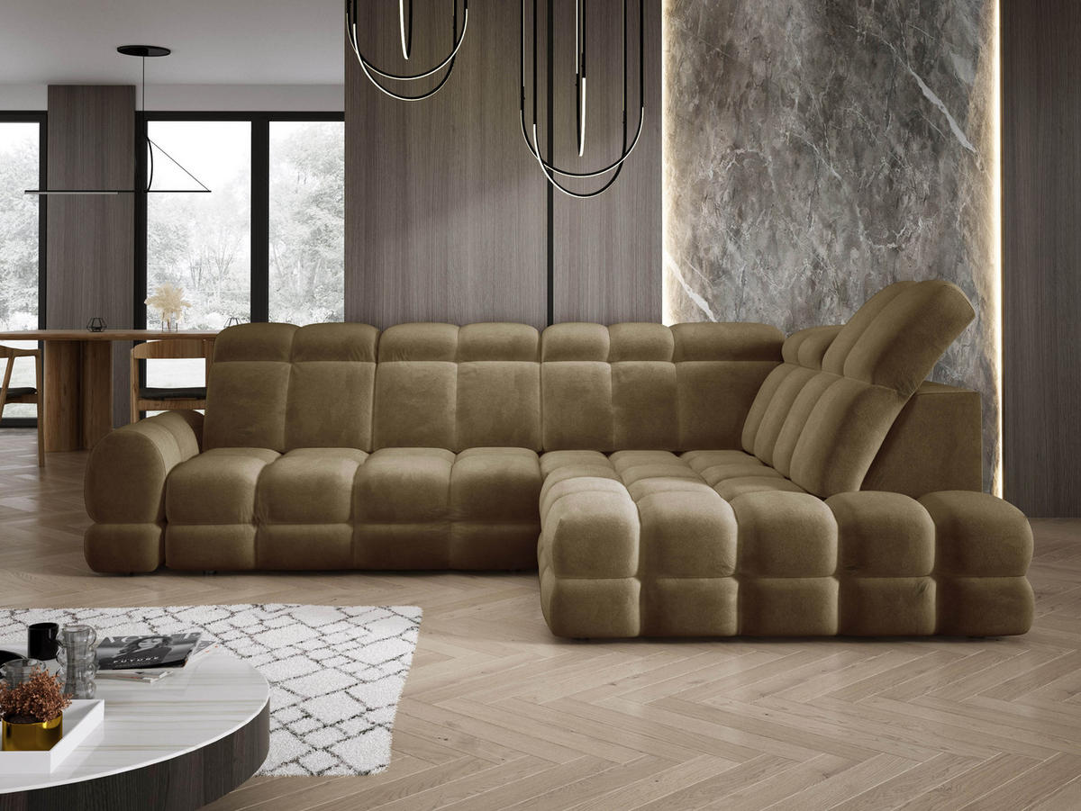 ECKSOFA TOLLO Salvador-stoff L-form 302x217x105 cm olivgrün - Olivgrün, Holz/Textil (217/302cm) - DomoHome