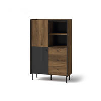 KOMMODE Prestigo Schwarz, Warmia Walnuss, Kombikommode mit Schubladen - Walnussfarben/Schwarz, Holzwerkstoff (88/140/40cm) - Bettso