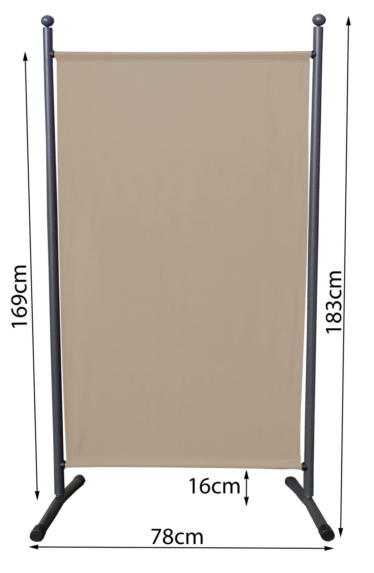 PARAVENT 1-tlg. 180x78 cm Beige - Beige, Metall (78/180cm) - QUICK STAR