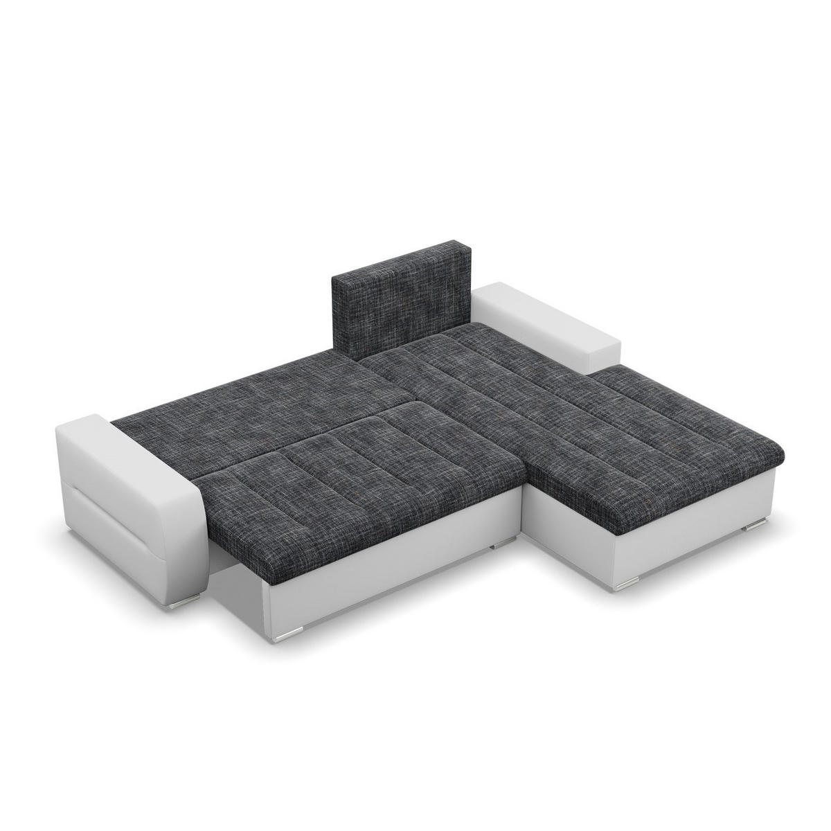 ECKSOFA MIT SCHLAFFUNKTION AURORA RECHTS, Schwarz + Grau - Schwarz/Grau, Textil (243/200cm)