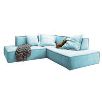 ECKSOFA SAMU Hellblau Webstoff - Schwarz/Hellblau, Textil (226/224cm) - KAWOLA