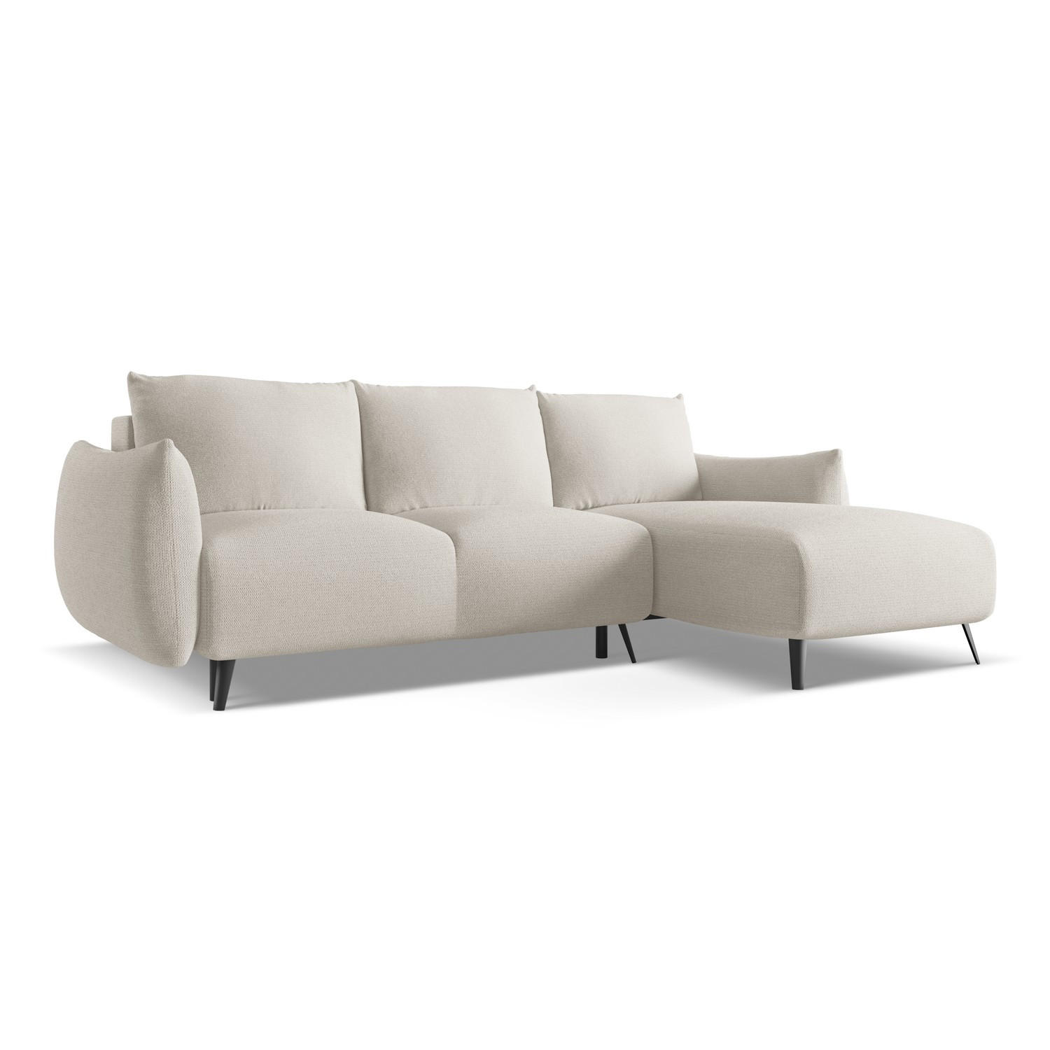 ECKSOFA mit Schlaffunktion Chenille Stoff Grau - Silberfarben/Schwarz, Textil/Metall (242/162cm) - LaMiaSofa