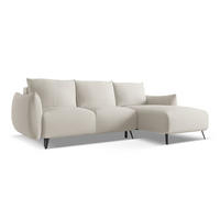 ECKSOFA mit Schlaffunktion Chenille Stoff Grau - Silberfarben/Schwarz, Textil/Metall (242/162cm) - LaMiaSofa