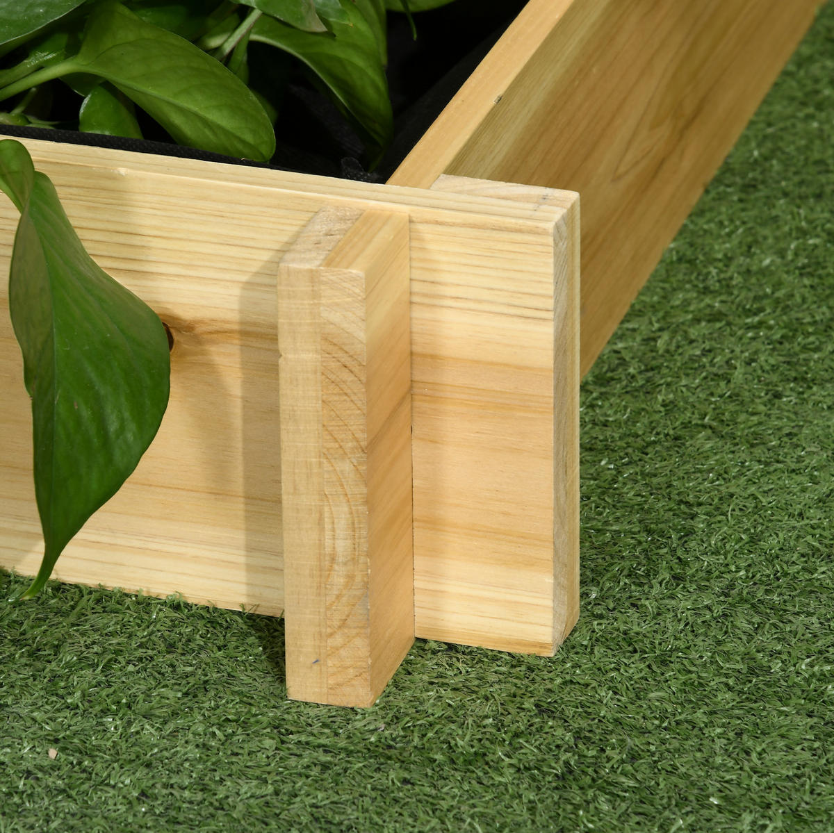 BLUMENKASTEN aus Holz 93x93x35 cm in Natur mit 5 Pflanzfächern - Naturfarben, Holz (93/35/93cm) - Modfu